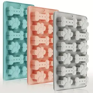 Silicone Dog Snack Mold Set, Shaped Silicone Non-Stick Baking Molds, Easy Release Bone Paw Print Design for Cookies Ice Chocolate Resin Cakes Candy Making