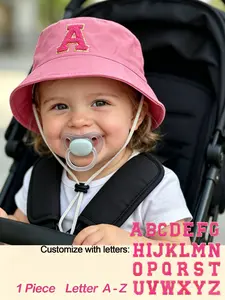 1 Piece Letter A-Z Adjustable Breathable Baby Bucket Hat, Toddler Beach Sun Protection Bucket Cap, Suitable for  Fisherman Hat, Toddler Bucket Cap,Outdoor Activities,Daily Wear, Adjustable Caps(0-2Y)