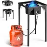 75,000 BTU Single Burner Propane Gas Stove - Freestanding Portable Outdoor Cooking Station with Removable Legs, Flame Dial Control, Easy Assembly for Camping, Emergency Preparedness, Fishing (Home Supplies)