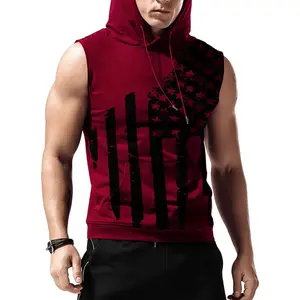 Men's Workout Hooded Tank Tops Sleeveless Gym Hoodies Bodybuilding Muscle Cut Off T-Shirts