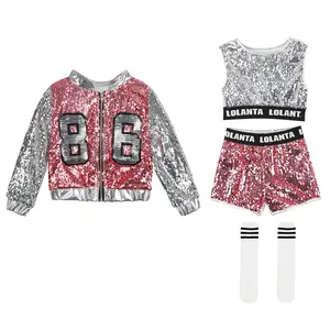 Girls Sequin Dance Costume, Sparkle Hip Hop Jazz Dance Dresses, Modern Dancing Outfits 4-16