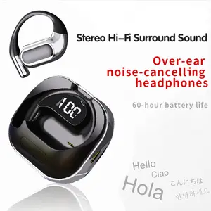 Wireless open-back headphones, noise-canceling headphones suitable for autumn, open-back headphones, suitable for music and calls, fun summer gift, wireless earbuds Audio Foldable Mp3 Black