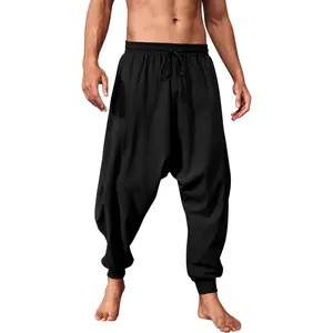 Runcati Mens Pirate Pants Medieval Viking Costume Trousers Renaissance Halloween Baggy Harem Linen Pants