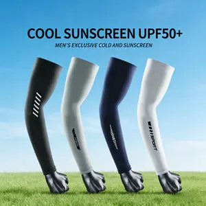 2-Pack Men's Solid Color UPF50+ Ice Silk Cooling Arm Sleeves – Stretchy Breathable UV Protection Cycling Sleeves