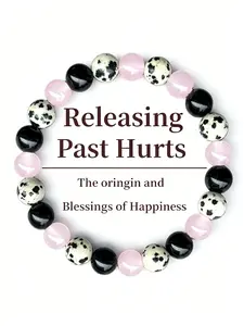 Healing Crystal Bracelet, Energy Healing Bracelet with Dalmatian Jasper, Rose Quartz & Black Obsidian, for releasing past hurts, anxiety relief, emotional balance, relaxation, spiritual gift for inner peace