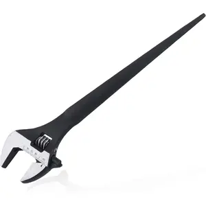 Adjustable Spud Wrench 8 Inch Black Oxide SAE Metric Scale 30mm Nuts Bolts Alignment Holes Crowbar