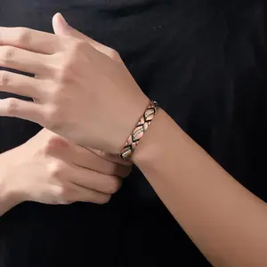 Magnetic Cubic Zirconia Bracelet for Women, Link Bracelet, Electroplated Copper Alloy, Fashion Jewelry, 2026