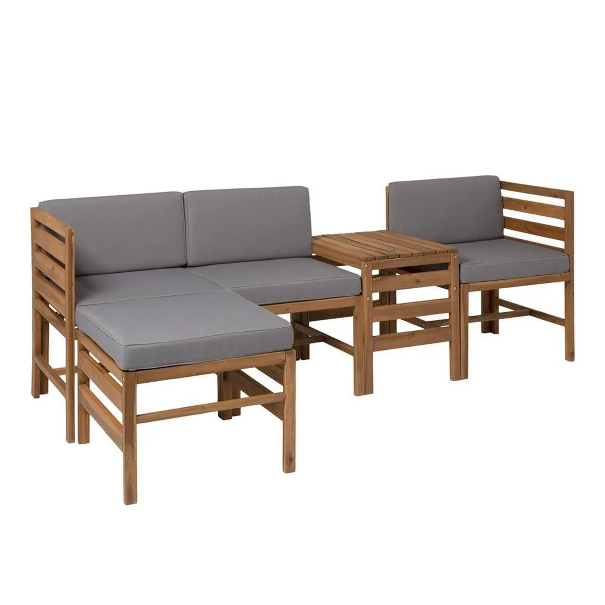 Walker Edison GOWSAN5PBR Modular Acacia Set, Brown - 5 Piece