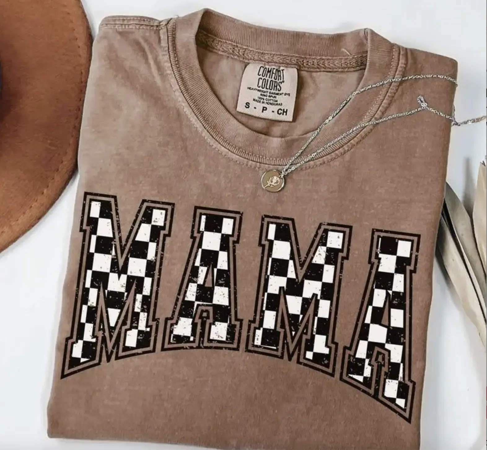 Comfort Colors Checkered Mama Shirt, Mom Tee, Gift for Mom, Mother’s Day Shirt
