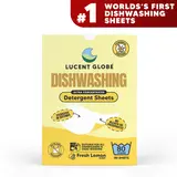 Lucent Globe Dishwasher Sheets | Replaces Dishwasher Pods & Liquid | Zero Plastic Packaging | No Nasties Formula | Septic Safe | Strong Clean | Fresh Lemon Scent | Eco Friendly Dish Soap