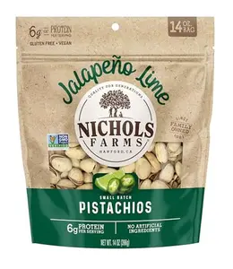Nichols Farms InShell California Pistachios, Healthy Protein Snack, Jalapeño Lime, 14oz