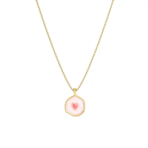 Tewiky Gold Aesthetic Chain Heart Pendant Necklace - Irregular 2-Tone Glow-in-the-Dark Enamel, Festive Cute Necklaces, Fluorescent Enamel Adds Lively Shine for Valentine's Day Gifts