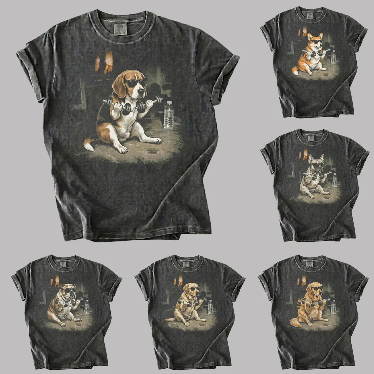 30+ Dog Breeds Gym Graphic Comfort Colors Shirt, Funny Fitness Dog Lover Gift