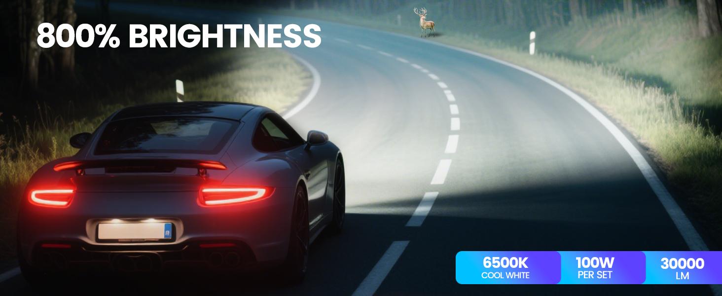 9005 H11 Light Bulbs Combo, 60000LM Super Bright 6500K Cool White, Fanless 1:1 Mini Size, Pack of 4