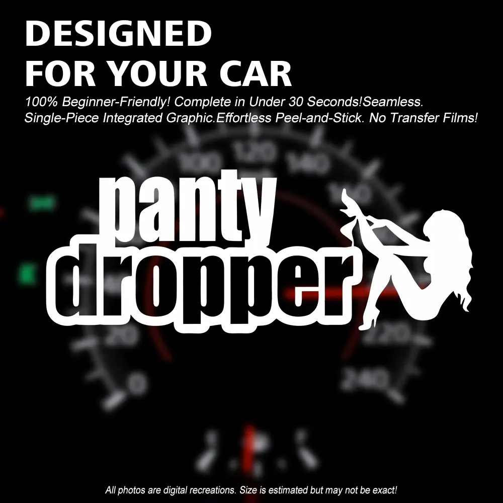 Sexy Panty Dropper Car Decal, Exciting Pin Up Girl Auto Sticker for Men, Single-Piece No Transfer Film PET Window Bumper Decal for JDM Pickup Truck SUV Motorcycle, Funny Weatherproof Decor decoration