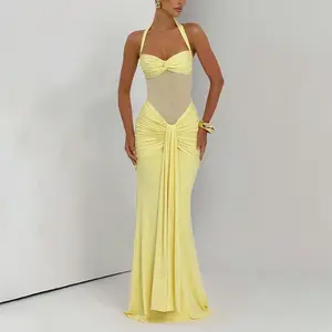 2026 Latest Elegant Women's Formal Dress, Formal Wear, Sleeveless Backless Ruched Fit Polyester Stylish Long Dress