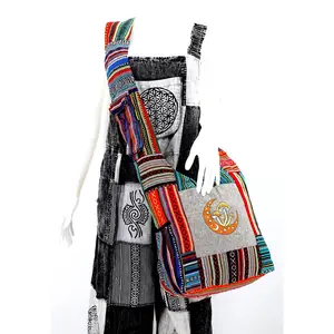 Moon Mushroom Embroidered Bag | Cotton Crossbody Messenger Bag