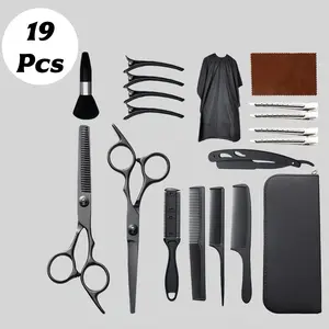 19Pcs Professional Hair Cutting Kit, Stainless Steel Barber Scissors Set with Thinning Shears, Hairdressing Tools for Salon Home Use, Includes Cape Combs Clips Razor Case