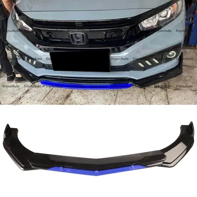 3-Piece Gloss Black Front Bumper Lip Spoiler Kit For 2021-2022 Honda Accord Sedan - Adds Aggressive Style & Protection