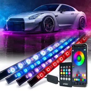 Xprite Car Underglow Neon Accent Strip Lights RGB 8 Color 252 LEDs Sound Music Function with APP & Remote Control Underbody Light Strips for Car SUV Truck