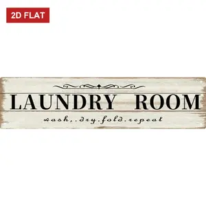 Laundry Room Decor Sign Metal Rustic Farmhouse Family Laundry Room Sign Wash Dry Fold Repeat Wall Decor Prints for Home 4x16 inch Vintage Metal Sign