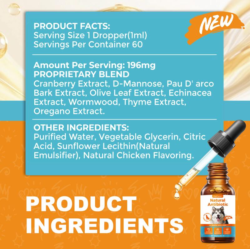 OurCares Natural Liquid Drops for Dogs (Chicken Flavor) – 60ml | With Cranberry, D-Mannose & Echinacea, Supports Urinary Tract Health, Fights Infections & Boosts Immunity