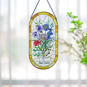 Personalized Acrylic Suncatcher, Family Birth Flower Bouquet Window Hanging, Custom Birth Month Flowers Gift, Mother’s Day Gift for Mom, Grandma, Nana, Floral Window Decor, Personalized Family Gift