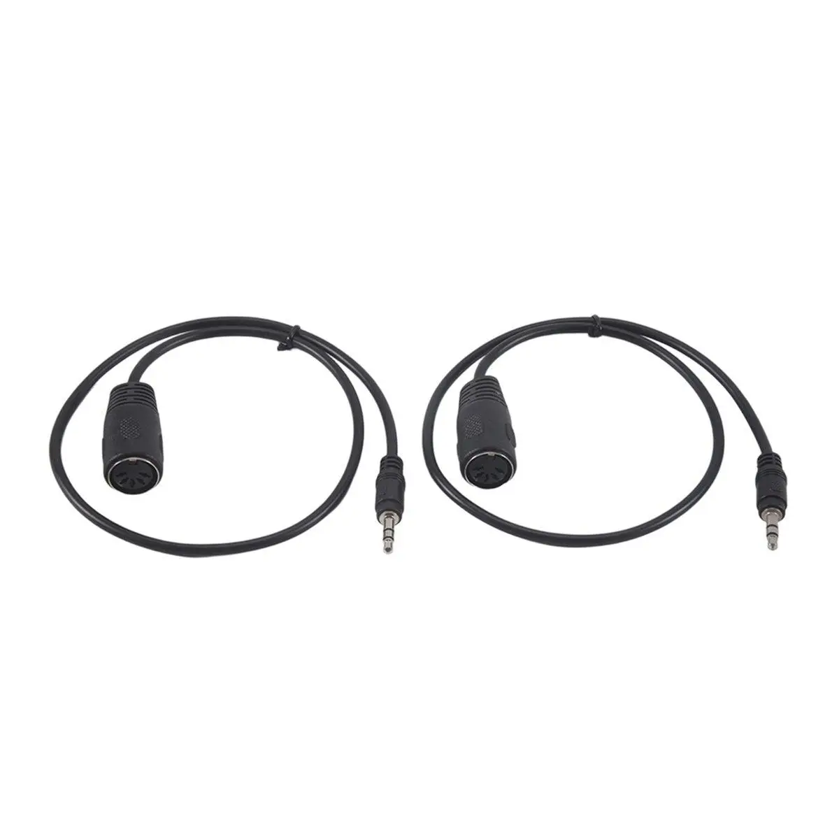 2-Pack Type-A MIDI to 3.5mm Audio Adapter Cables, Black Plastic Accessories with Metal Connectors, 50cm / 20in, Flexible Cord, Midi Devices, Connection, 3.5Mm To Midi