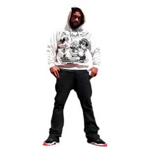 G-WEST -  Monochrome Graphic Hoodie – Streetwear Pullover with Bold Print