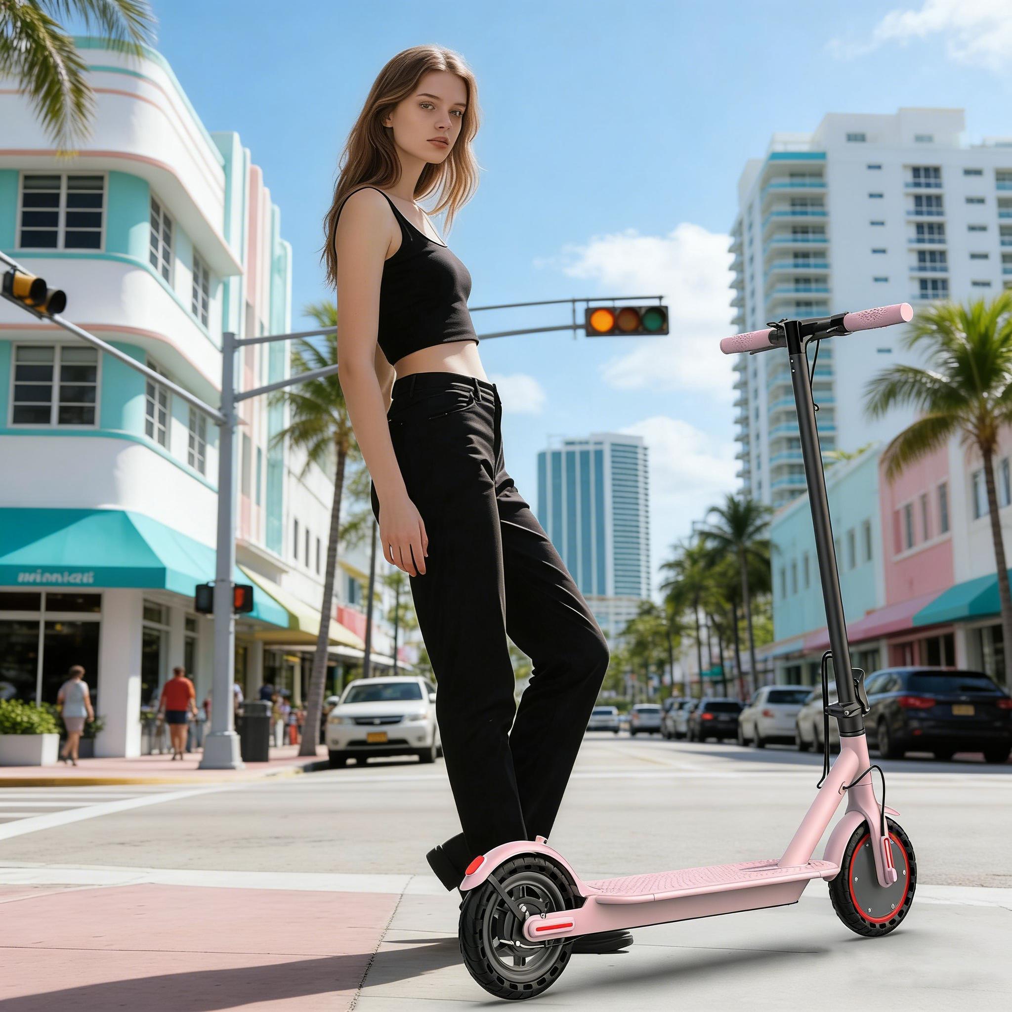 Electric Scooter,8.5" Tires,350W Motor,Up to 19MPH Max Speed,Portable Electric Scooter with Light, Suitable for Female Girls,Halloween Gifts