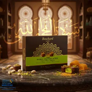 Bouchard Dubai Pistachio & Knafeh Chocolates 16 oz 41 Pieces Premium Middle Eastern Dessert Treats Flavor