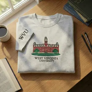 Custom University Embroidery Sweatshirt, Personalized College Crewneck, Custom School Name Shirt, Sleeve Embroidery Option, Gift for Students Alumni, Back to School Outfit, Cozy Cotton Sweatshirt, Graduation Gift Idea