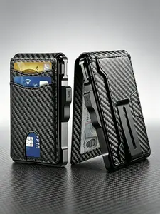 Business Men's Wallet, Multi-Functional Credit Card Holder, Credit Card Organizer, Pop-Up Design, Carbon Fiber Pattern, Minimalist Style, Perfect Festival Gift