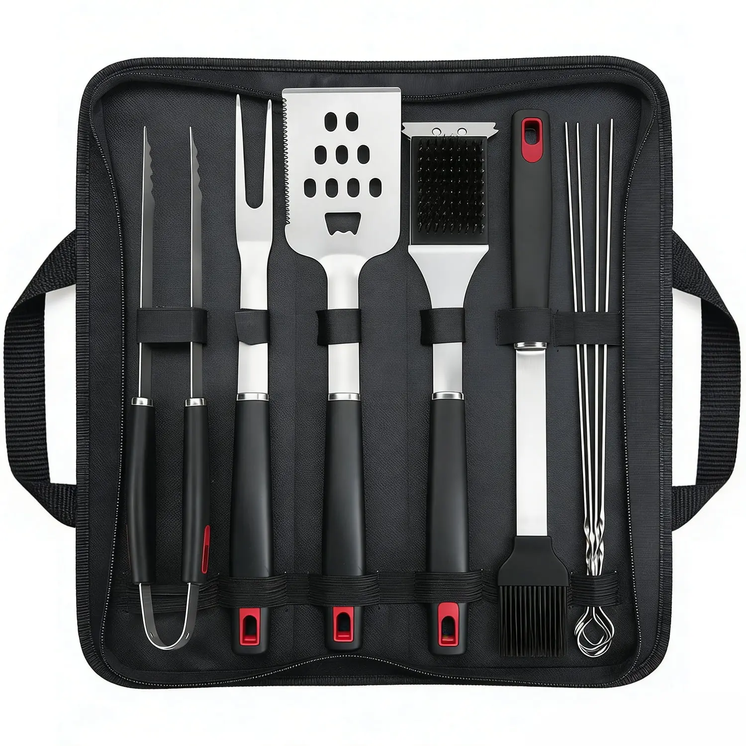 Stainless Steel 10-Piece BBQ Grill Accessories Set, Grilling Utensils Kit with Carry Case for Backyard, Camping