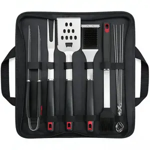 Stainless Steel 10-Piece BBQ Grill Accessories Set, Grilling Utensils Kit with Carry Case for Backyard, Camping
