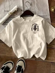 Women's short-sleeved retro snakeskin print T-shirt (1993 style), loose white cotton shirt, the print is powerful and stylish for an everyday casual summer Beach look, Womenswear