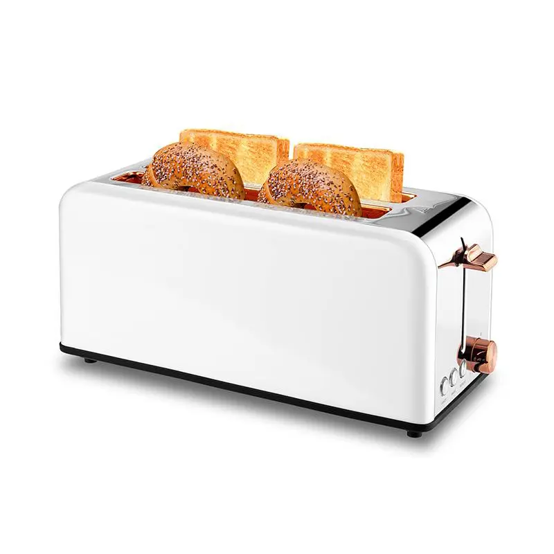 Pukomc Toaster 4 Slice with Wide Slots, 2 Long Slots for Bagels, Waffles & Toast, 6 Browning Levels, Stainless Steel, WT-8500 Black (1500W) Kitchen Breakfast Sandwich Maker Durable summerwins