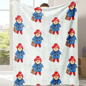 Cute Cartoon Bear Blanket, Cartoon Pattern Blanket, Soft Flannel Throw for Sofa Bed, Warm Comfortable Lightweight Blanket for Home Office Travel Camping, Cozy Chic Blanket, Soft Blankets