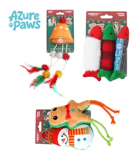 2026 Christmas Plush Cat Teaser Wand: With Built In Catnip, Self Amusing for Boredom Relief, Teething & Bite Resistant for Kittens | Also Works for Dogs/Pet Supplies for Dogs Holiday Cat Chew Toy Plush Cat Teaser Wand for Cats & Dogs