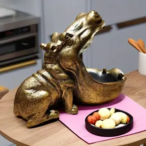 Cute Hippo Resin Statue, Collectible Figurines, Animal-Shaped Decorative Item, Home Office Storage Organizer, Creative Desktop Decoration, Ideal for Home Office Use