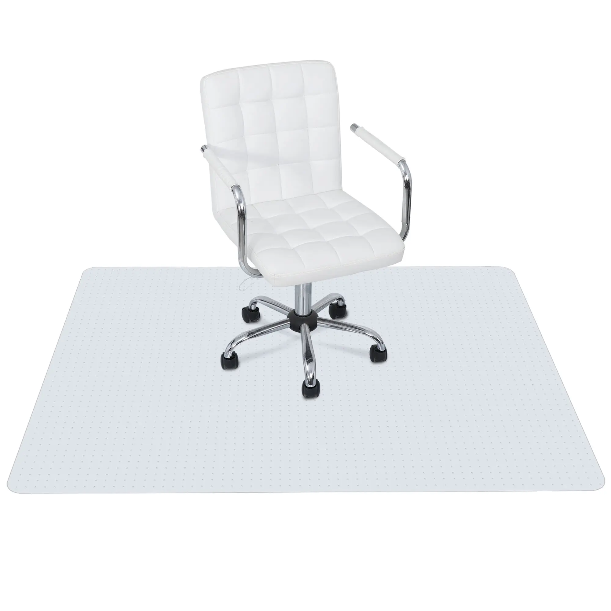 LEMY Premium PVC Office Chair Mat - Carpet Floor Use, 46"x60" Anti-Wear Protectant Floor Protector for Office & Home, Compatible with Casters, White