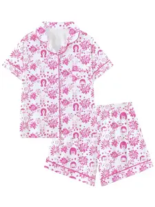 Bob’s Burgers Cute Happy Burger Pajama Set – Collared Short Sleeve Sleepwear, Comfortable Nightwear & Sleep Party Loungewear, Gift Idea