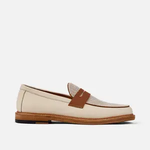 Calum Cream Leather Penny Loafers