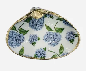 Decoupage Shell Hydrangea Dish