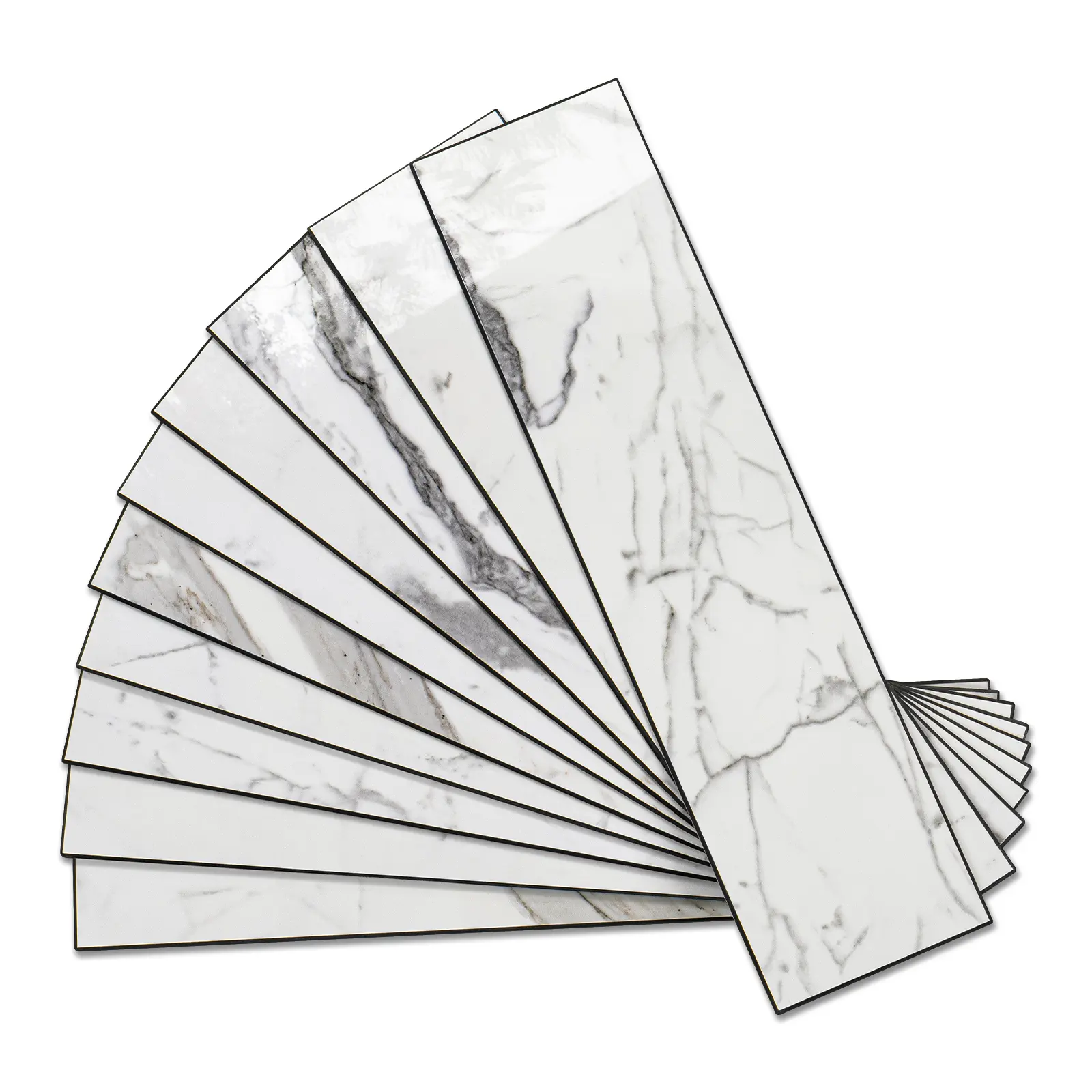 Vamos Tile  40-Piece Peel and Stick Backsplash, Glossy 3''x12'' Subway Tile | Statury White with Dark Gray Grout Wall Tile,PVC Faux Stone Stick on Subway Tiles for Kitchen,Bathroom,Laundry,Camper