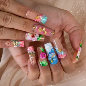 Lovful NEW DROP Collection Handmade Acrylic Press On Nails 10PCS Reusable Salon Quality 3D Flower Rhinestones for Flawless Long Lasting Look Manicure #DealsForYouDays