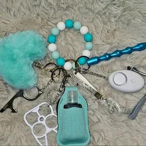 Teal-and-White Keychain Set, Stylish Compact Accessory for Keys, Bags, and Everyday Use