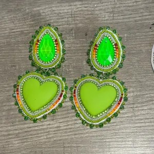 Mi’gmaq handmade beaded heart earrings
