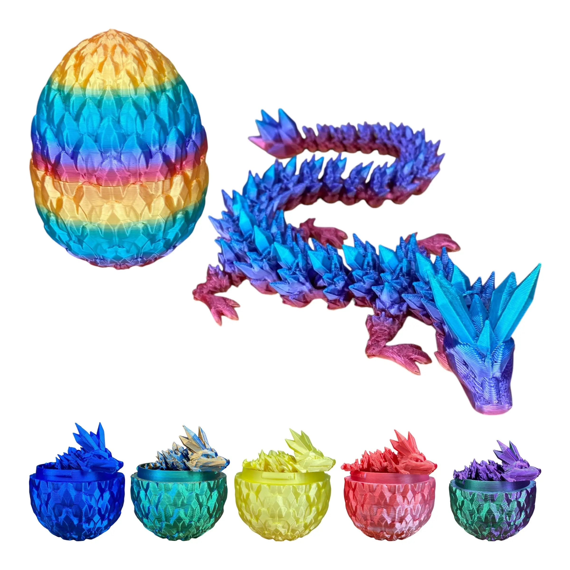 Crystal Dragon & Egg – Poseable 3D Printed Toy | Mystery or Choose Your Color – Collectible Figurine Gift