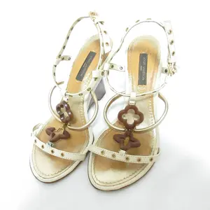 Pre-owned Louis Vuitton Calfskin Small Leather Goods Monogram Leather Wedge Sandals